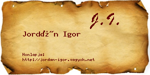 Jordán Igor névjegykártya