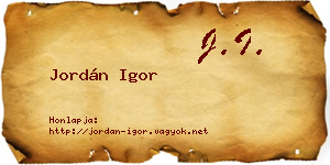 Jordán Igor névjegykártya